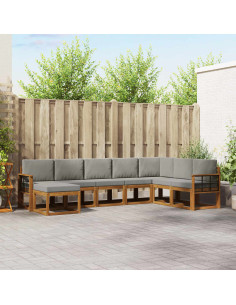 Set di divani con cuscino 8 pcs Grigio Naturale e Chiaro