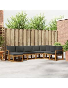 Set di divani con cuscino 8 pcs Naturale e Antracite