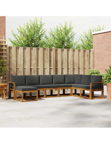 Set di divani con cuscino 8 pcs Naturale e Antracite