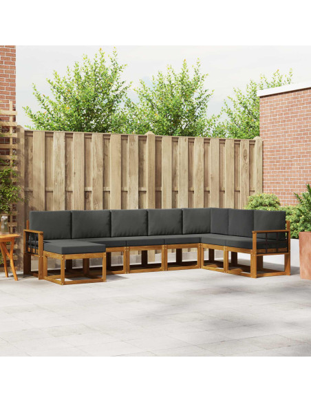 Set di divani con cuscino 8 pcs Naturale e Antracite