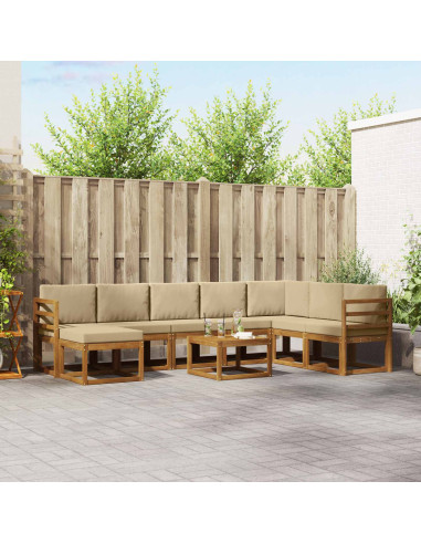 Set di divani con cuscino 9 pcs Naturale e Beige