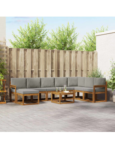 Set di divani con cuscino 9 pcs Grigio Naturale e Chiaro