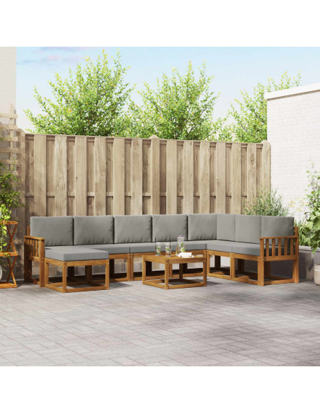 Set di divani con cuscino 9 pcs Grigio Naturale e Chiaro