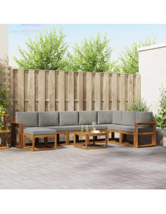 Set di divani con cuscino 9 pcs Grigio Naturale e Chiaro