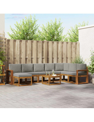 Set di divani con cuscino 9 pcs Grigio Naturale e Chiaro