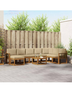 Set di divani con cuscino 9 pcs Naturale e Beige