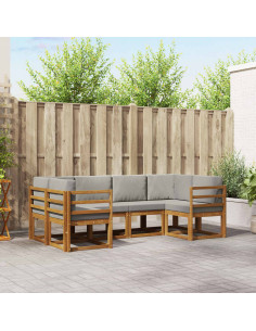 Set di divani con cuscino 6 pcs Grigio Naturale e Chiaro