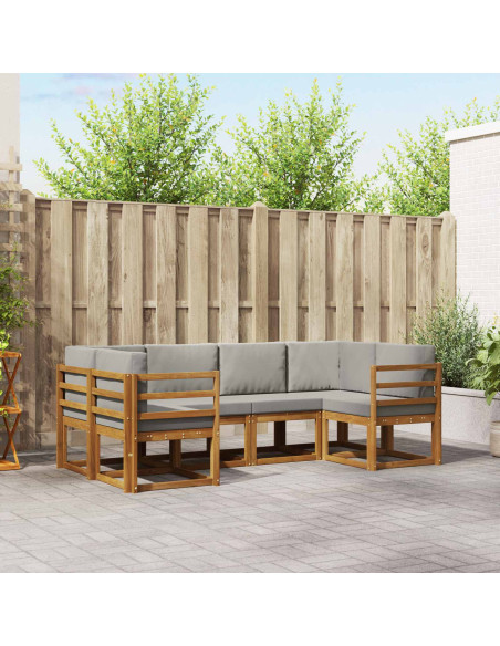 Set di divani con cuscino 6 pcs Grigio Naturale e Chiaro