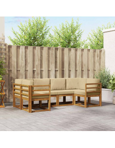 Set di divani con cuscino 6 pcs Naturale e Beige