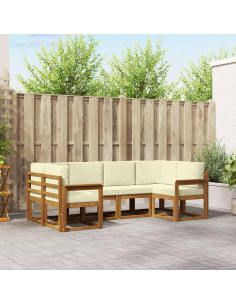 Set di divani con cuscino 6 pcs Naturale e Crema