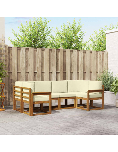 Set di divani con cuscino 6 pcs Naturale e Crema