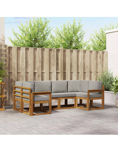 Set di divani con cuscino 6 pcs Grigio Naturale e Chiaro
