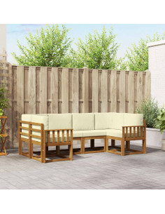 Set di divani con cuscino 6 pcs Naturale e Crema