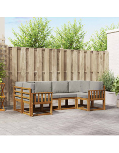 Set di divani con cuscino 6 pcs Grigio Naturale e Chiaro