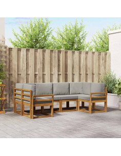 Set di divani con cuscino 6 pcs Grigio Naturale e Chiaro