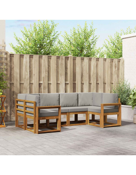 Set di divani con cuscino 6 pcs Grigio Naturale e Chiaro