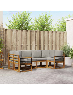 Set di divani con cuscino 6 pcs Grigio Naturale e Chiaro