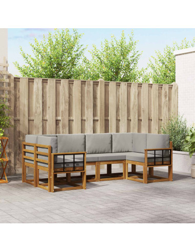 Set di divani con cuscino 6 pcs Grigio Naturale e Chiaro