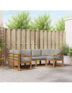 Set di divani con cuscino 6 pcs Grigio Naturale e Chiaro