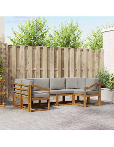 Set di divani con cuscino 6 pcs Grigio Naturale e Chiaro