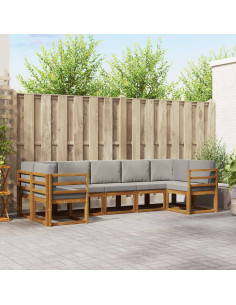 Set di divani con cuscino 7 pcs Grigio Naturale e Chiaro