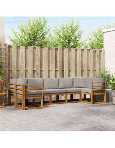 Set di divani con cuscino 7 pcs Grigio Naturale e Chiaro