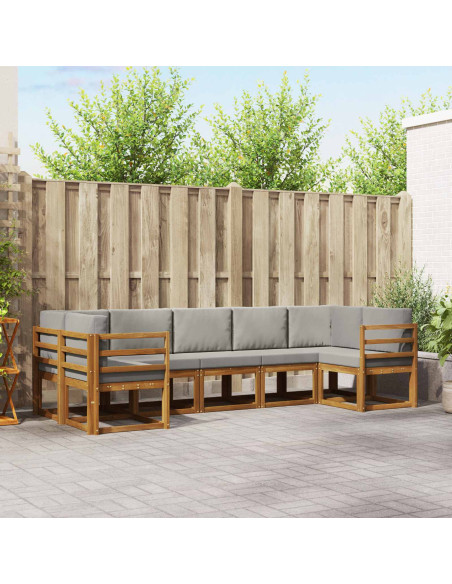 Set di divani con cuscino 7 pcs Grigio Naturale e Chiaro