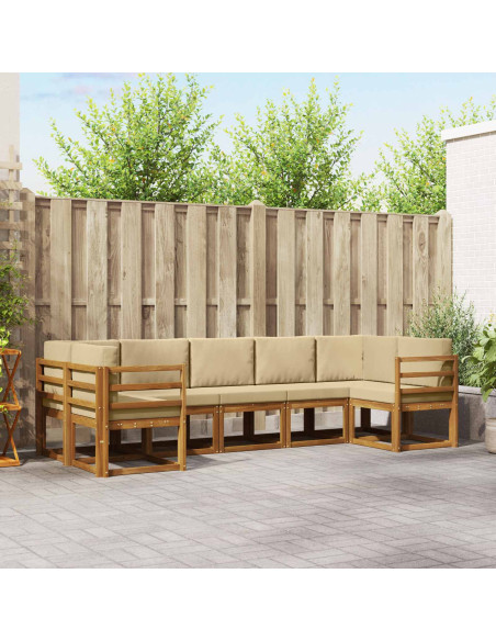 Set di divani con cuscino 7 pcs Naturale e Beige