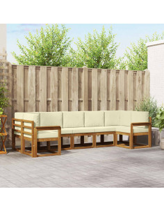 Set di divani con cuscino 7 pcs Naturale e Crema