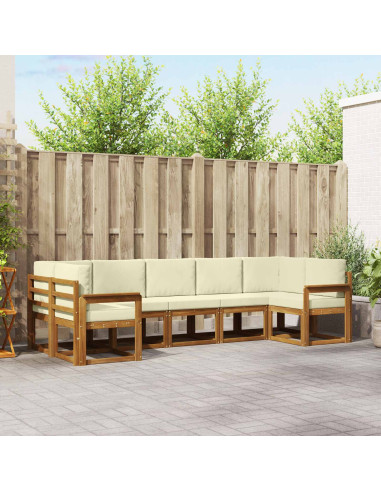 Set di divani con cuscino 7 pcs Naturale e Crema