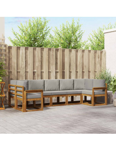 Set di divani con cuscino 7 pcs Grigio Naturale e Chiaro