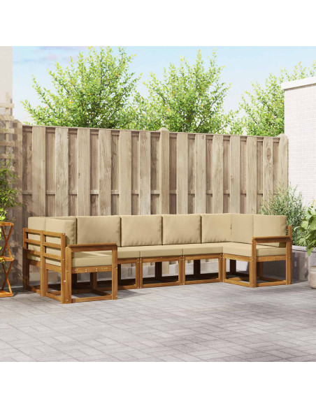 Set di divani con cuscino 7 pcs Naturale e Beige
