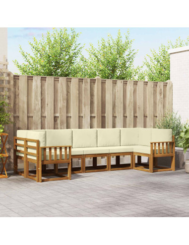 Set di divani con cuscino 7 pcs Naturale e Crema