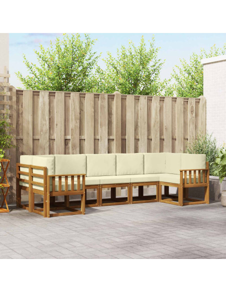 Set di divani con cuscino 7 pcs Naturale e Crema