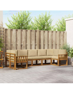 Set di divani con cuscino 7 pcs Naturale e Beige