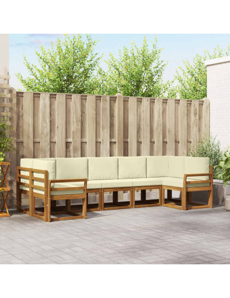 Set di divani con cuscino 7 pcs Naturale e Crema