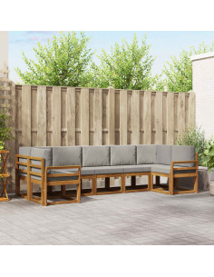 Set di divani con cuscino 7 pcs Grigio Naturale e Chiaro