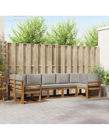 Set di divani con cuscino 7 pcs Grigio Naturale e Chiaro
