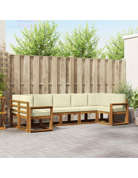 Set di divani con cuscino 7 pcs Naturale e Crema