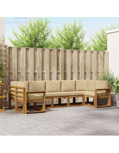 Set di divani con cuscino 7 pcs Naturale e Beige