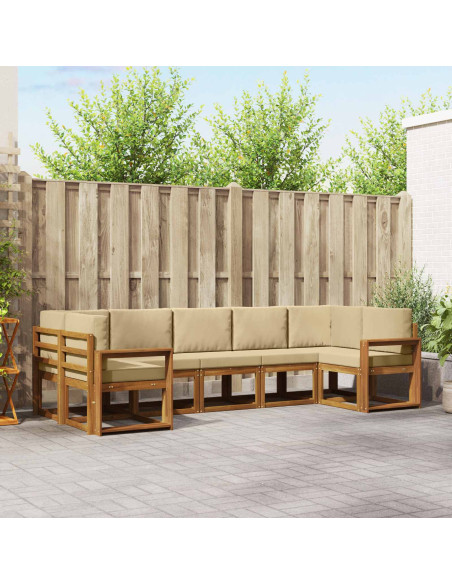 Set di divani con cuscino 7 pcs Naturale e Beige