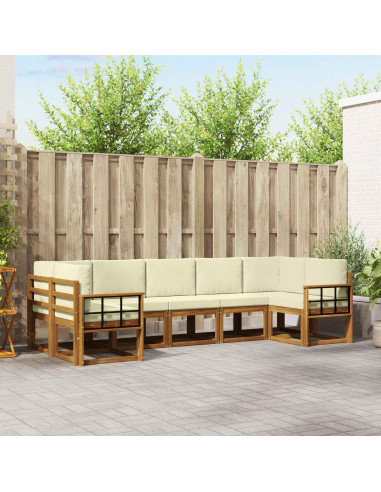 Set di divani con cuscino 7 pcs Naturale e Crema