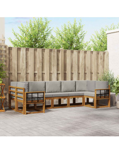 Set di divani con cuscino 7 pcs Grigio Naturale e Chiaro