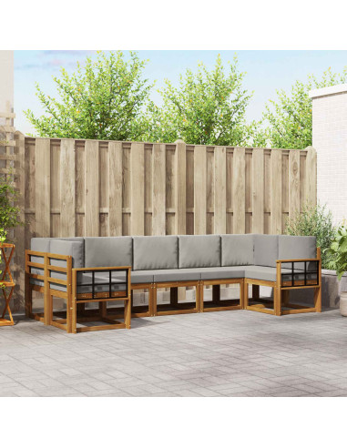 Set di divani con cuscino 7 pcs Grigio Naturale e Chiaro