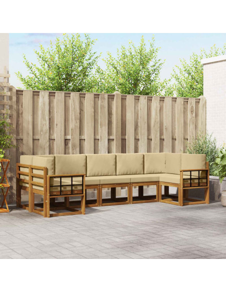 Set di divani con cuscino 7 pcs Naturale e Beige
