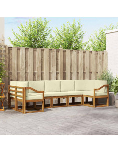 Set di divani con cuscino 7 pcs Naturale e Crema