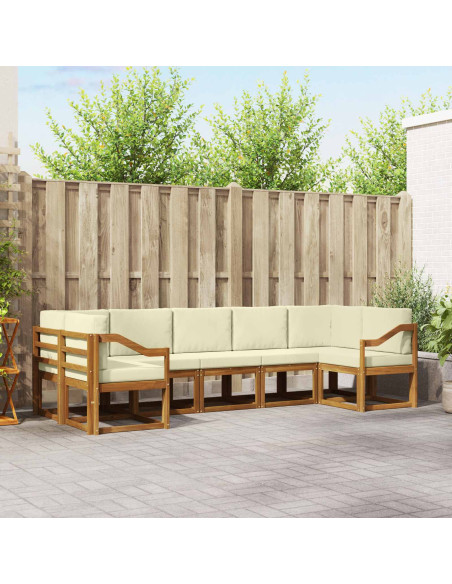 Set di divani con cuscino 7 pcs Naturale e Crema