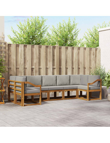 Set di divani con cuscino 7 pcs Grigio Naturale e Chiaro