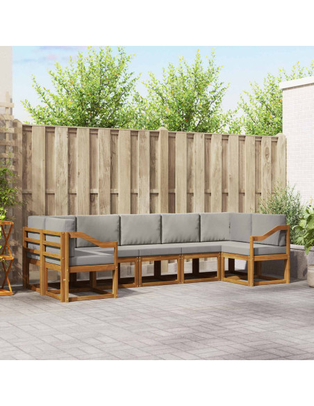 Set di divani con cuscino 7 pcs Grigio Naturale e Chiaro