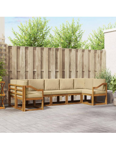 Set di divani con cuscino 7 pcs Naturale e Beige